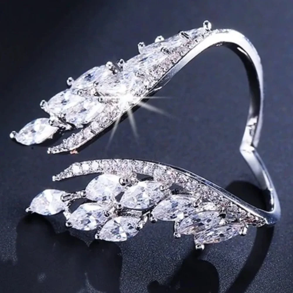 STERLING SILVER ANGEL WINGS OPEN RING - Picture 4 of 5